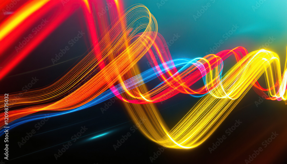 Poster abstract colorful light trails swirling dynamically
