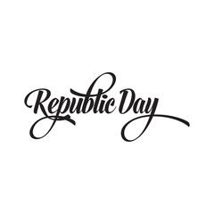 Happy Republic Day Typography with 26 Januaray Text. Hand drawn modern vector calligraphy. Holiday design for greeting card and Social Media Cover. Vector illustration. EPS 10/AI