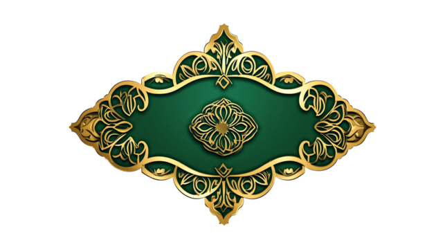 Ramadan golden frame, intricate Islamic geometric pattern, Islamic border, elegant decorative design with transparent background