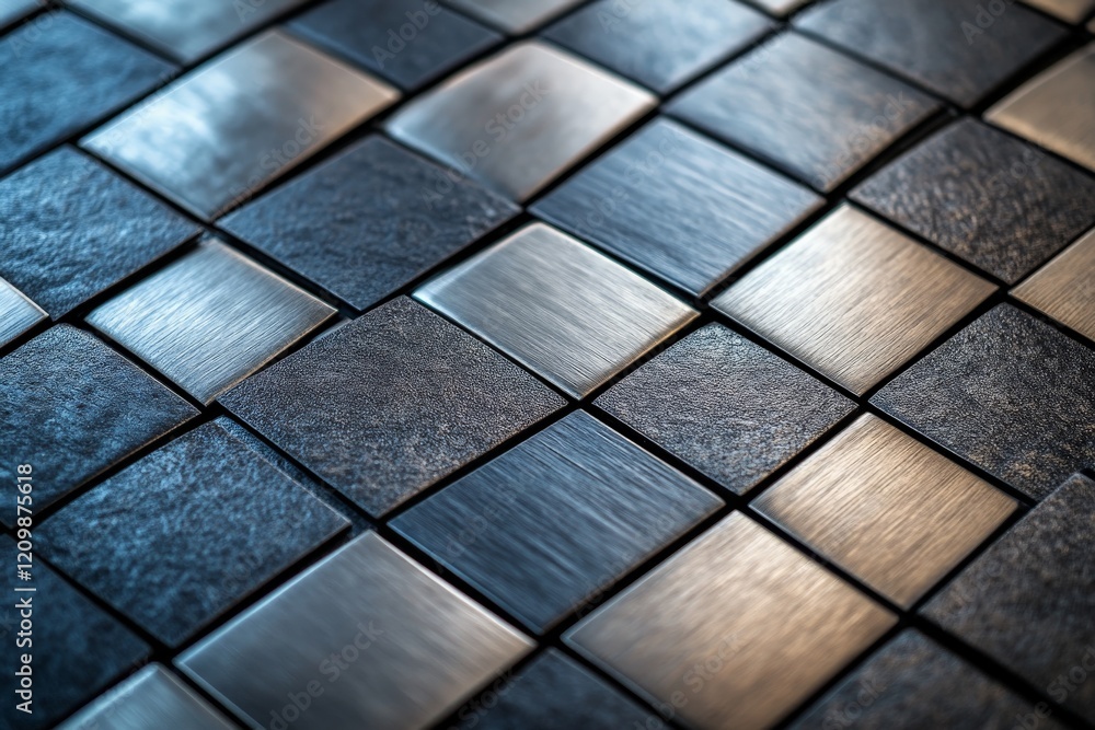 Aufkleber grey and black square tiles arranged in a modern, textured pattern highlighting light and shadow int