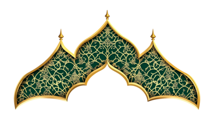 Ramadan golden frame, intricate Islamic geometric pattern, Islamic border, elegant decorative design with transparent background