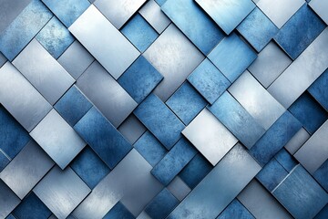 Unique blue textured wall design featuring interwoven geometric patterns with varying shades and finishes