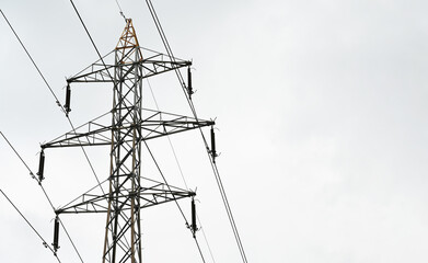 high voltage line, high voltage power line, electric pole and cables