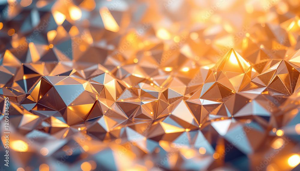Poster abstract golden geometric triangular structure