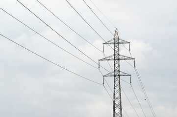 high voltage line, high voltage power line, electric pole and cables