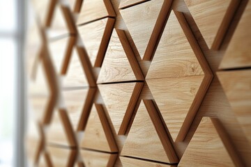 Decorative wooden wall with geometric patterns showcasing craftsmanship in modern interior design