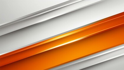 Fototapeta premium High contrast white and orange glossy stripes. Abstract tech graphic banner design. Generated image