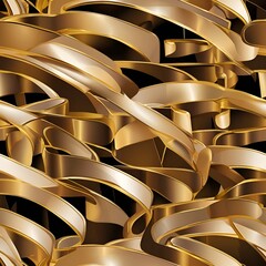 Gold abstract seamless ribbon pattern