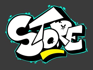 letter digital store, digital graffiti store with cool graffiti patterns and bright color combinations