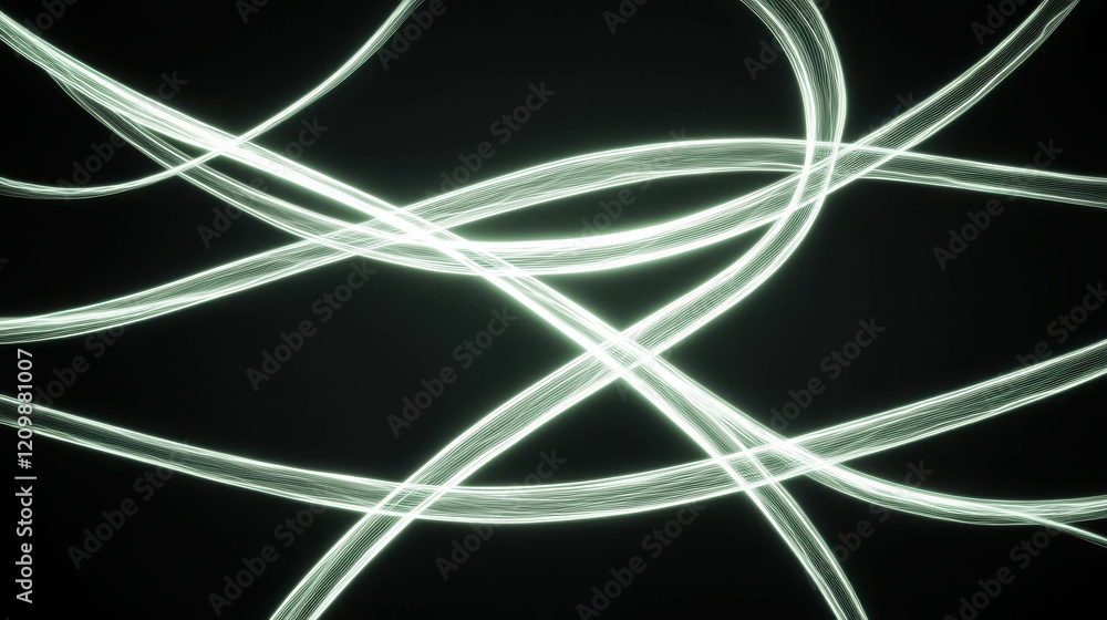 Poster soft glowing neon lines forming abstract pattern on dark background for creative projects