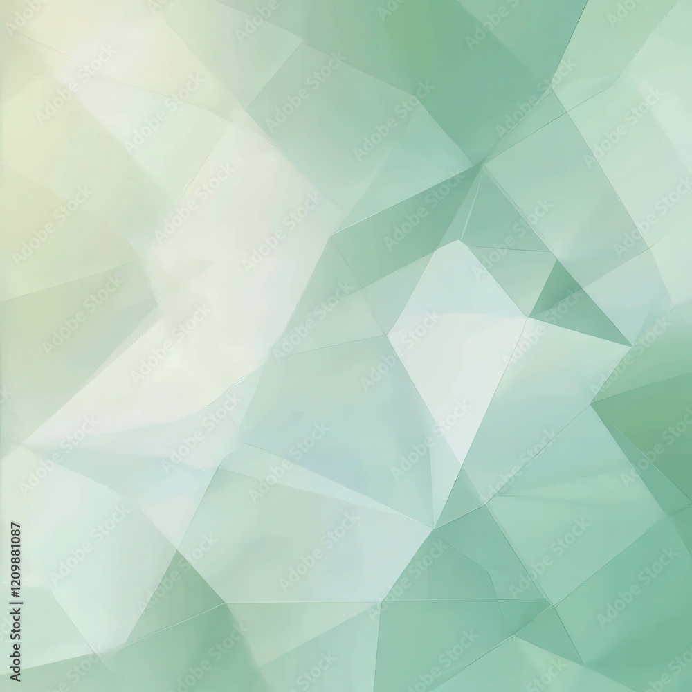 Poster soft green polygonal background with light gradients for abstract design projects