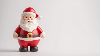 Cheerful Santa figurine on a clean white background with holiday vibes