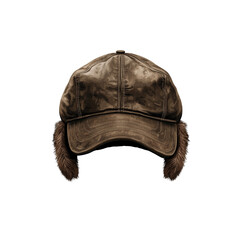 An illustration of a classic hunting cap with earflaps, on a transparent background