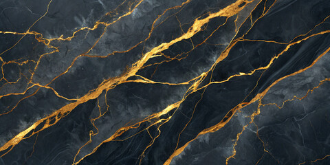Dark Marble Background with Vibrant Gold Veins for Elegance