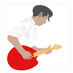 Fototapeta premium a man using an electric guitar 