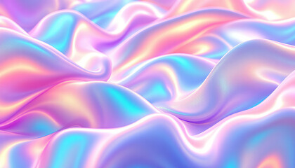 Fototapeta premium Abstract iridescent pastel waves flowing smoothly