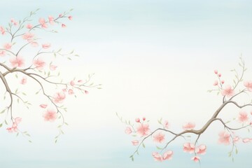 Fototapeta premium Painting of cherry blossom branches border backgrounds flower nature