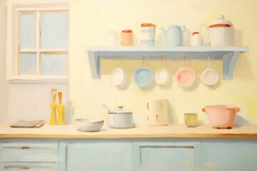 Simple kitchen painting shelf tableware