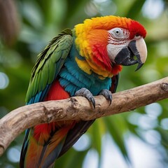 Close-Up Photograph of a Colorful Macaw Showcasing Its Exotic Feathers