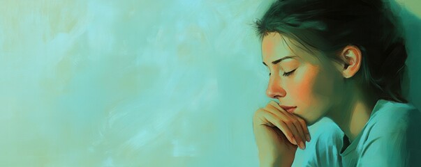 A serene portrait of a woman lost in thought.