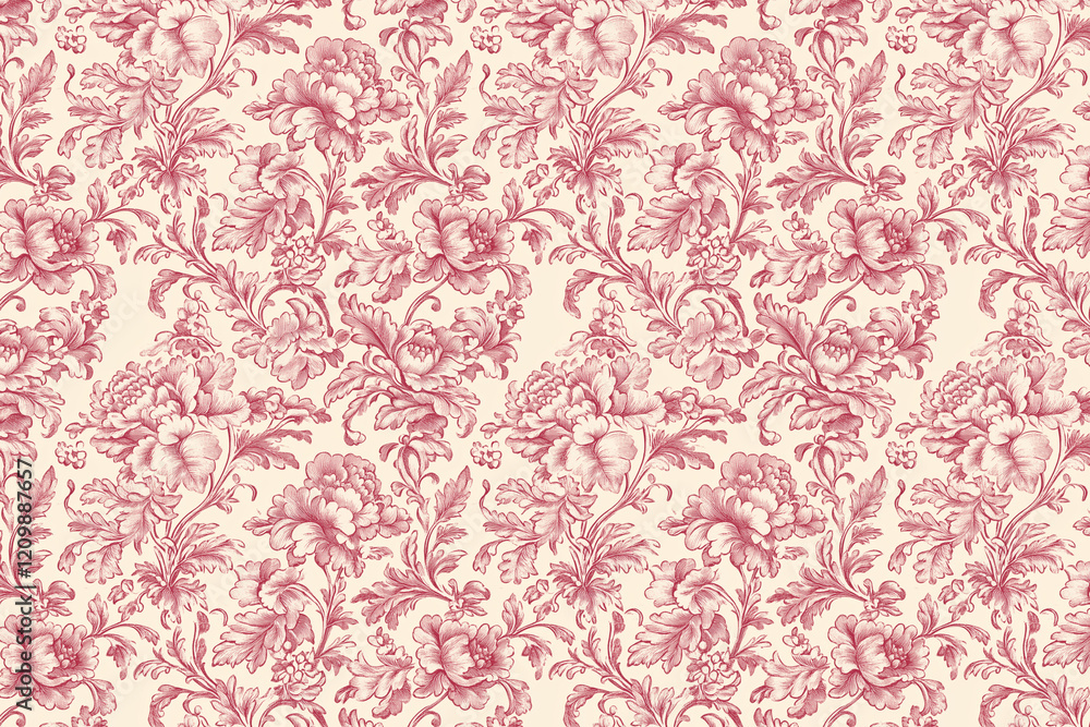 Poster floral toile tapestry pattern. vintage botanical wallpaper pattern. background image. created with g