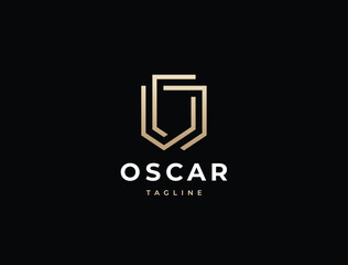 Fototapeta premium Abstract Letter O Shield Logo Design. Modern Emblem Vector Icon. 