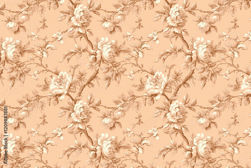 Poster floral toile tapestry pattern. vintage botanical wallpaper pattern. background image. created with g