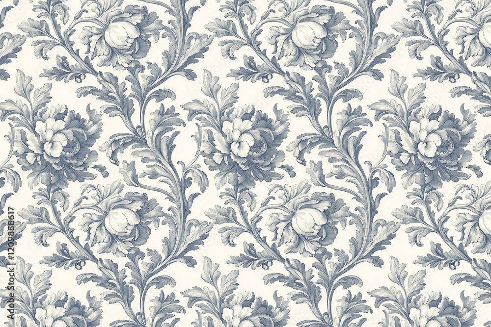 Poster floral toile tapestry pattern. vintage botanical wallpaper pattern. background image. created with g