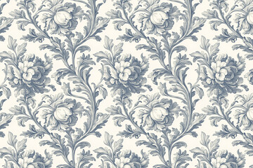 Floral Toile Tapestry Pattern. Vintage botanical wallpaper pattern. Background image. Created with Generative AI technology