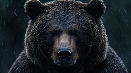 Fototapeta premium Stormy encounter abstract bear in dark environment wildlife photography nature scene dramatic viewpoint