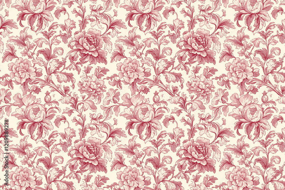 Poster floral toile tapestry pattern. vintage botanical wallpaper pattern. background image. created with g