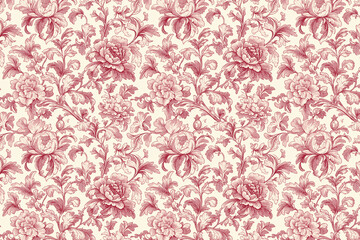 Floral Toile Tapestry Pattern. Vintage botanical wallpaper pattern. Background image. Created with Generative AI technology