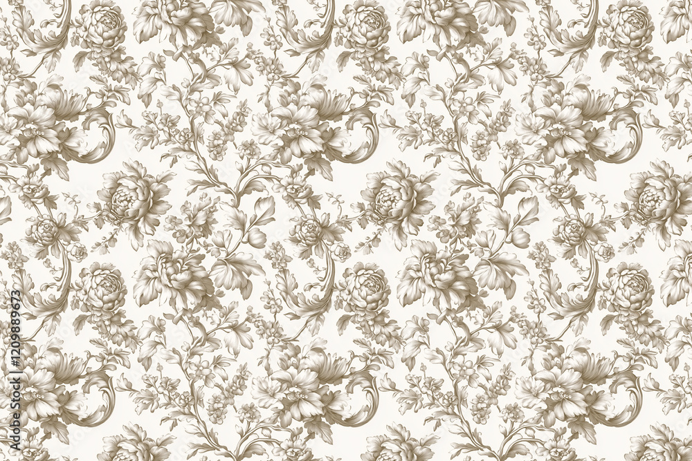 Poster floral toile tapestry pattern. vintage botanical wallpaper pattern. background image. created with g