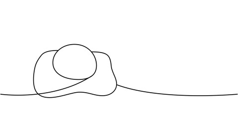 Raw egg with protein and yolk one line continuous drawing. Organic farm product. Vector illustration