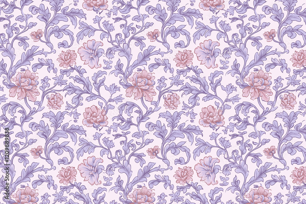Poster floral toile tapestry pattern. vintage botanical wallpaper pattern. background image. created with g