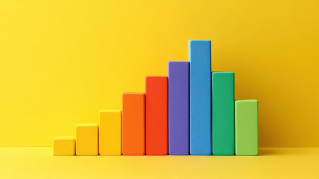 Analyzing decreasing bar chart with interest rate symbols in a bright environment