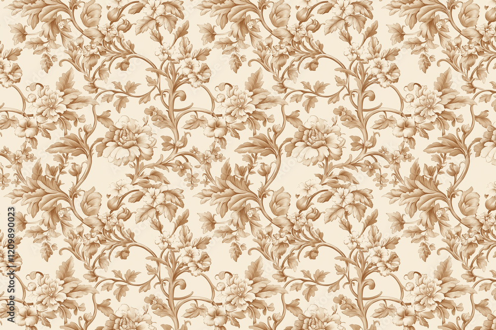 Poster floral toile tapestry pattern. vintage botanical wallpaper pattern. background image. created with g
