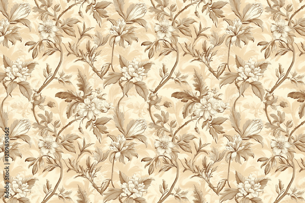 Poster floral toile tapestry pattern. vintage botanical wallpaper pattern. background image. created with g