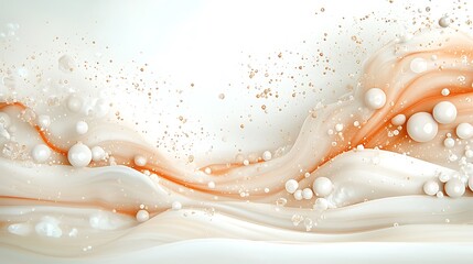 Abstract digital art soft pastel waves and pearls in a creative environment