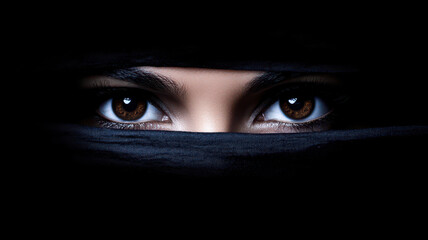 Eyes peeking from darkness hidden figure portrait mysterious environment close-up intriguing concept