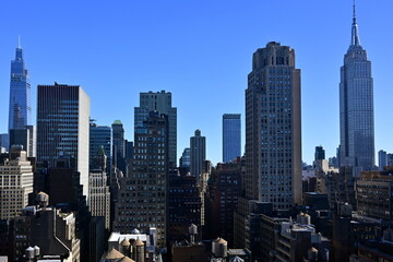 View of the landmark Manhattan skyline in New York City in the USA