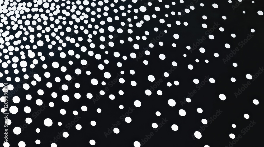 Poster abstract pattern of white dots against a deep black background design