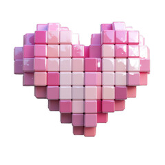 Pink pixel heart isolated from background. Valentine's day holiday concept