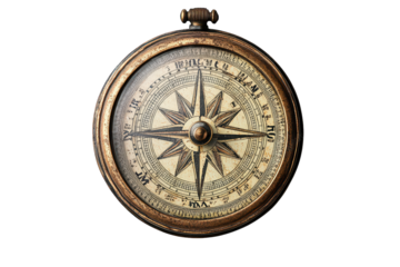 vintage brass compass with a detailed compass rose and directional markings. symbolizing navigation and exploration its aged appearance suggests historical significance. making it a representation of