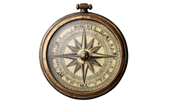 vintage brass compass with a detailed compass rose and directional markings. symbolizing navigation and exploration its aged appearance suggests historical significance. making it a representation of