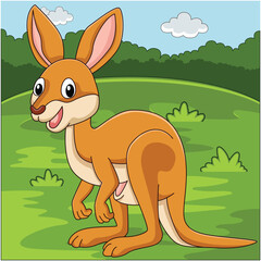 Funny kangaroo cartoon characters vector illustration.