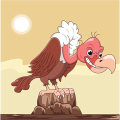 Funny vulture cartoon characters vector illustration.