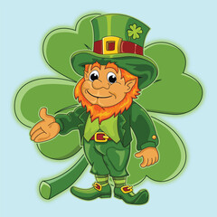 Funny leprechaun st patrick cartoon characters vector illustration.