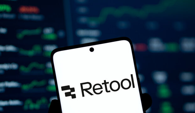 Dhaka, Bangladesh- 21 Jan 2025: retool logo is displayed on smartphone. Retool is a fast way to build internal tool.