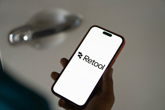 Dhaka, Bangladesh- 21 Jan 2025: retool logo is displayed on smartphone. Retool is a fast way to build internal tool.